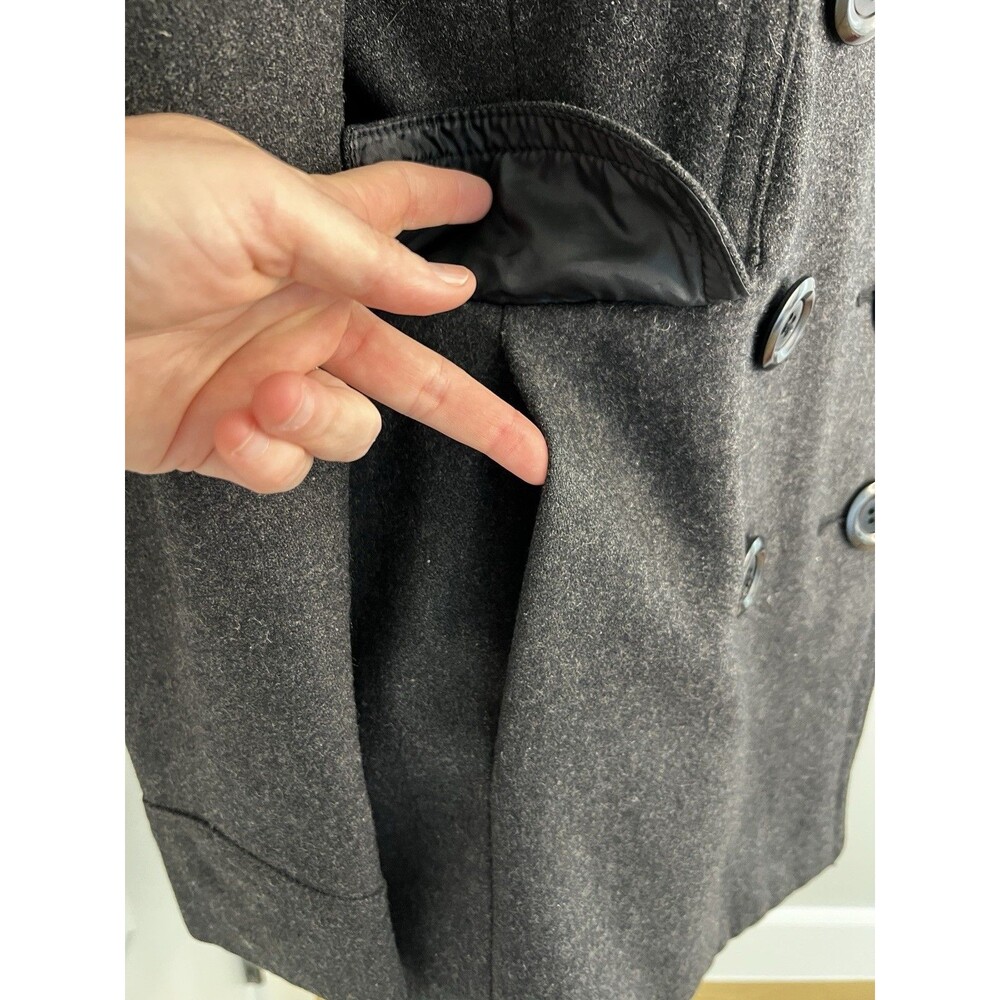 New York & Company Jacket Womens Size 4 Grey Wool Blend Double Breasted Pea Coat - Picture 2 of 6